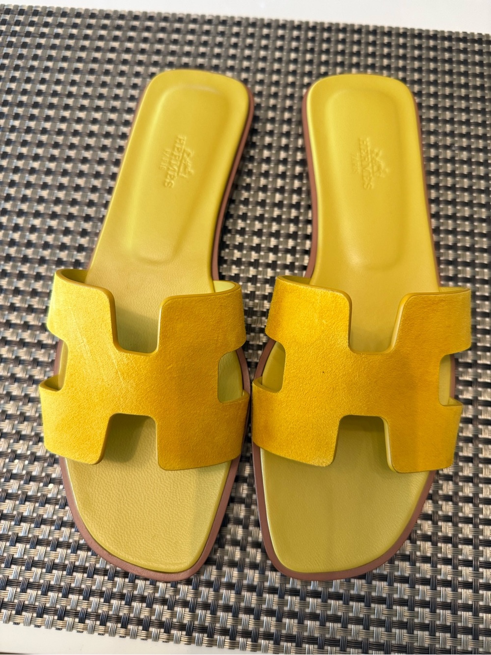 Hermes Yellow Leather Slide Sandals - Women